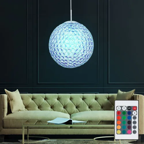 Watt RGB LED Hänge Leuchte Kristall Kugel Pendel Lampe in lila von ETC Shop