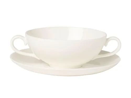 Villeroy & Boch Suppenschale Royal 2tlg. - Elegante Suppentasse mit Untertasse - Hochwertige Suppenschüssel aus Premium Bone Porcelain, spülmaschinenfest und mikrowellensicher. Ideal für festliche Anlässe und den täglichen Gebrauch.