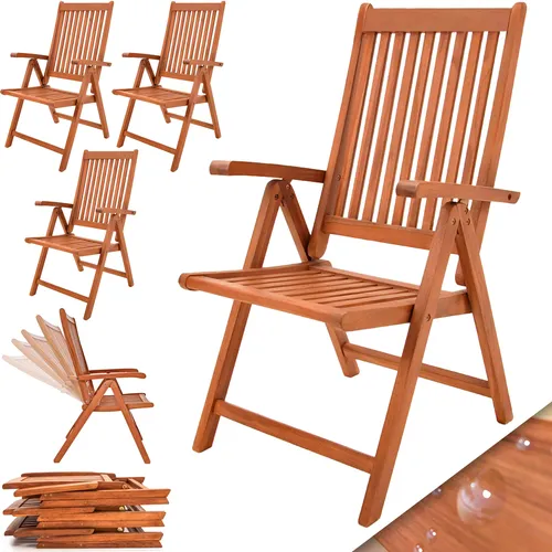 Casaria Gartenstuhl Vanamo (4 St) - FSC®-zertifizierte Eukalyptus-Gartenstühle, 5-fach verstellbar für optimalen Komfort, ideal für Garten und Terrasse.