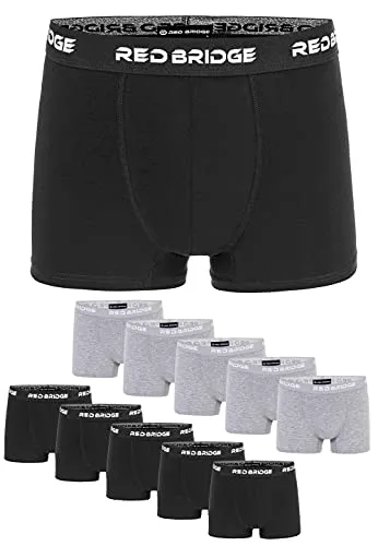 Redbridge Boxershorts Herren 10er-Pack - Einfarbig und bequem - Herren-Boxershorts im 10er Vorteilspack: 5x Schwarz und 5x Grau. Angenehmes Tragegefühl mit elastischem Gummibund und atmungsaktivem Stoff für höchsten Komfort.