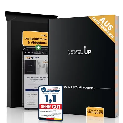 AMZSellersystem Erfolgsjournal Tagesplaner A5 – inkl. Lernplattform & Videokurs – Notizbuch für Fokus, Produktivität & Selbstliebe, Wochenplaner, Workbook für Ziele und Persönlichkeitsentwicklung