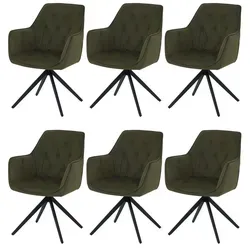 6er-Set Esszimmerstuhl MCW-L80, drehbar mit Armlehne, grün