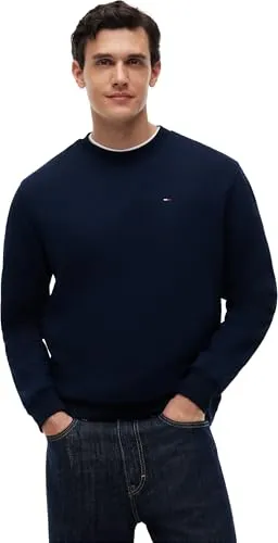 Tommy Jeans Herren Sweatshirt Regular Fit - Nachhaltiges Design in Dunkelblau - Sweatshirt für Herren mit Rundhalsausschnitt, nachhaltig produziert und bietet hohen Tragekomfort.