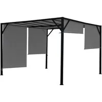 Pergola Beja - Garten Pavillon mit Schiebedach 4x4m - Pavillons, stabiles 6cm-Stahl-Gestell, ideal für Garten und Terrasse, ausgezeichnetes Qualitätsmanagement für langlebige Freude.