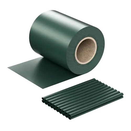 Wiltec Sichtschutz Streifen, 35mx19cm grün aus PVC 450g/m², mit 20 Clips, Zaunfolie