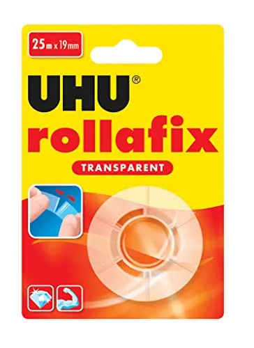 UHU rollafix transparent Nachfüllrolle - 19 mm Klebefilm, glasklar und geräuschlos abrollbar mit hoher Haftkraft