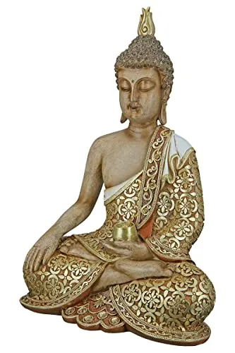 GILDE Deko Skulptur Buddha Figur - Sitzen in Meditation - Statuen: Buddha 