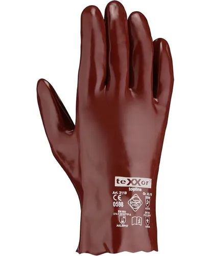 teXXor Arbeitshandschuh-Set Topline Chemikalienschutz-Handschuhe Pvc Rotbraun