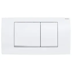 Geberit Betätigungsplatte Twinline30 - Weiß, 2-Mengen-Spülung aus robustem Kunststoff, elegantes Design mit verchromten Streifen für Geberit Twinline UP Spülkästen