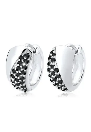 Elli Paar Creolen Elegant mit Kristallen aus 925 Silber - Elegante Creolen aus 925er Sterling Silber mit funkelnden Glaskristallen, handgefertigt und ideal für besondere Anlässe.