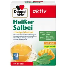 Queisser Pharma DOPPELHERZ heißer Salbei+Honig+Menthol Granulat 10 St.