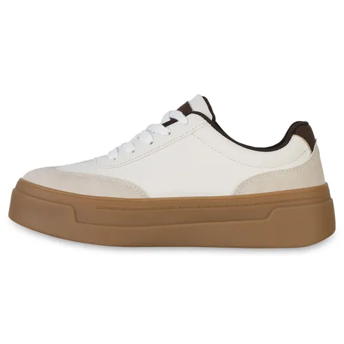 VAN HILL Damen Sneaker Low Schnürer Plateau in Beige, Größe 38 - Stylische Damen Sneaker mit Plateau, ideal für Frühling und Sommer. Bequem und vielseitig, perfekt für Freizeitaktivitäten.