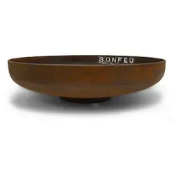 BonFeu Feuerschale Ø 80 cm aus Cortenstahl - Grill und Feuerstelle in einem, robuster Cortenstahl für langlebigen Einsatz, ideal für gemütliche Abende im Garten.