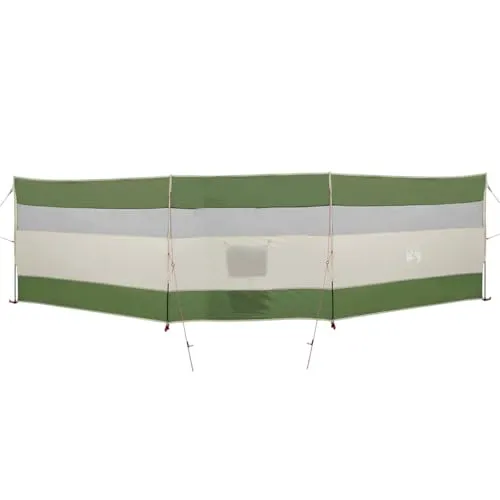 vidaXL Camping-Windschutz Grün 508x130 cm - Wind- & Sichtschutz, wasserdicht und winddicht, ideal für mehr Komfort beim Camping oder am Strand mit einfacher Montage und stabiler Verankerung.