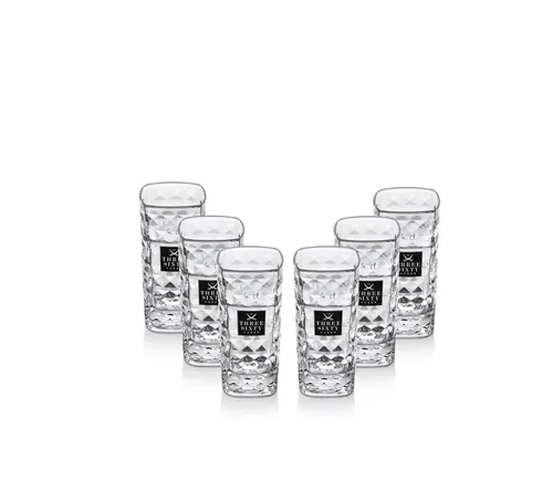 Three Sixty Vodka Shotgläser Set - 6 Stück 2 und 4cl - Schnapsgläser mit einzigartigem Facettenschliff, spülmaschinenfest und perfekt für Premium-Wodka. Ideal für stilvolle Anlässe!