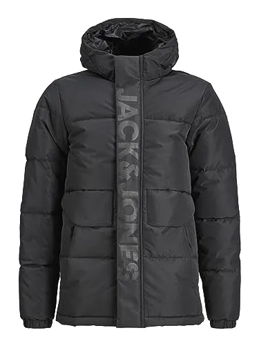 Jack & Jones Speed Daunenjacke für Jungen, Schwarz - Steppjacke für Jungen mit leichtem Futter aus Kunstdaunen, ideal für die Übergangszeit. Schützt vor Wind und Kälte, ausgestattet mit praktischen Taschen und fester Kapuze.