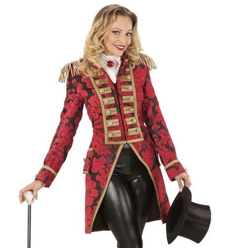 roter Frack Jacquard Parade Damen Kostüm viktorianisch Smoking Größe S