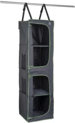 Bo-Camp Hängeregal 4Fach Organizer für Zelt und Wohnwagen - Praktisches Hängeregal mit 4 Fächern und 2 aufrollbaren Türen, ideal für Camping und Outdoor. Flexibel zu befestigen und leicht zu transportieren.