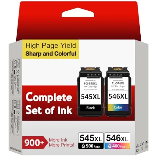 Druckerpatronen 545 546 XL, Kompatibel für Original Canon Druckerpatronen 545 546 XL Multipack, PG-545/CL-546XL für Pixma TS3400 TS3100 TS3150 TS3300 TS3350 TS3450 TR4500 TR4551 MG2500 MG2550s MX495