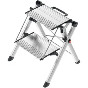 Hailo Klapptritt ComfortLine MK80 - Aluminium, 2 Stufen mit 44 cm Standhöhe, extrem belastbar bis 150 kg und platzsparend zusammenklappbar