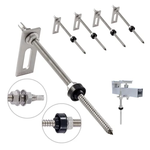 NuaSol Stockschraube mit Adapterblech M10 x200mm aus Edelstahl - 4er Pack