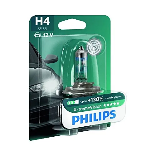 Philips X-tremeVision +100% H4 Scheinwerferlampe 12342XVB1, Einzelblister White 13.50x9.50x13.50