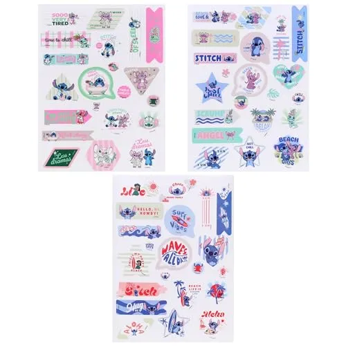 DISNEY Stitch Transparente Sticker zur Dekoration, wiederverwendbar SET 63 STÜCK (B)