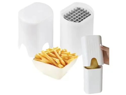 Przydasie Pommesschneider Pommes-Frites-Schneider Chipsschneider Kartoffelhäcksler Platzsparender Schneider für Pommes, Chips und Kartoffel, Frittenschneider für Süßkartoffel, Gemüseschneider, Weiß