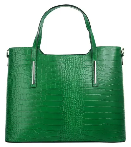 Henkeltasche CLUTY, Damen, Leder mit Reptilienprägung - Elegante Handtasche aus 100% echtem Leder, Made in Italy. Mit geräumigem Hauptfach, Reißverschluss und abnehmbarem Schulterriemen ideal für Business und Abendveranstaltungen.