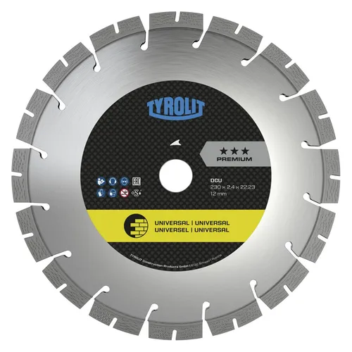 TYROLIT Diamant-Trennscheibe PREMIUM*** 230 mm - Hochleistungsqualität - Diamant-Trennscheibe für Trocken- und Nassschnitt mit extrem langer Standzeit und kurzer Trennzeit. Ideal für alle gängigen Baumaterialien.