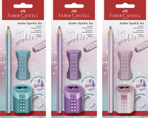 FABER-CASTELL Schreibset Jumbo GRIP SPARKLE zufälliges Motiv (1 Set)