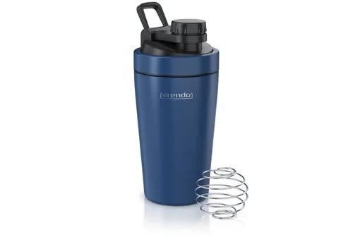 Arendo Protein Shaker Edelstahl Eiweißshaker 500 ml, dunkelblau, verschließbar, BPA-frei, Edelstahl, (1-tlg), auslaufsicher, spülmaschinengeeignet, mit Tragegriff und Mixball