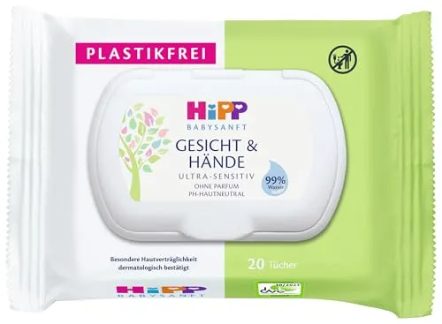 HiPP Babysanft Gesicht und Hände Tücher, 12er Pack (12 x 20 Stück)