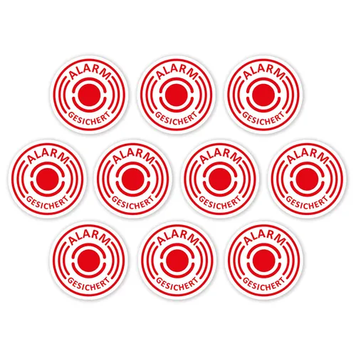 10er Aufkleber-Set alarm-gesichert I außenklebend I Ø 2 cm hin_004