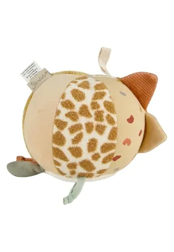 Sterntaler Stoffball Giraffe und Löwe - Weiche Stoffkombinationen - Gefüllt mit Polyesterwatte - C-Ring zum Aufhängen - Knisterpapier, Quietsche und Rassel - Baby- und Kleinkindspielzeug