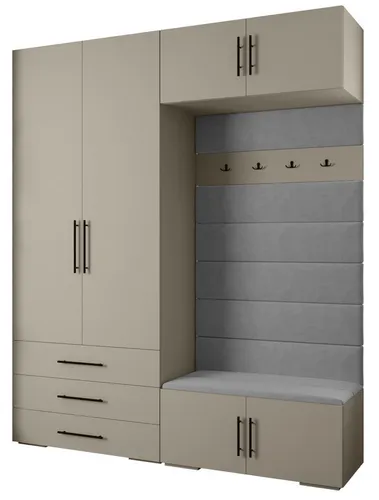 ABIKS MÖBEL Kompaktgarderobe INOVA 3 SATZ 12 – Stilvolles Möbelset - Moderne Kompaktgarderobe mit Kleiderstange und Regalen. Robuste Materialien und elegantes Design bieten viel Stauraum und einfache Montage. Perfekt zur stilvollen Organisation Ihres Wohnraums.