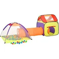 vidaXL Spielzelt mit 250 Bällen – Mehrfarbig 338x123x111 cm - Bällebad für Kinder mit 3-in-1 Design: Zelt, Haus-Zelt und Spieltunnel. Enthält 250 bunte Bälle für endlosen Spielspaß! Strapazierfähiges, wasserfestes Polyester für drinnen und draußen.