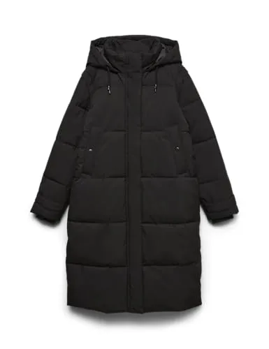 VERO MODA Damen Wintermantel Margaret schwarz M - Stylischer Wintermantel von Vero Moda mit elastischen Bündchen und praktischer Kapuze. Ideal für kalte Tage, kombiniert Funktionalität mit modernem Design.
