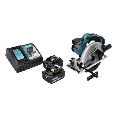 Makita DSS 611 RT Akku Handkreissäge 18 V - Akku-Handkreissäge mit 165 mm Sägeblattdurchmesser, ideal für präzise Schnitte in Holz und Metall. Inklusive 2 leistungsstarker 5,0 Ah Akkus und Ladegerät für maximale Flexibilität.