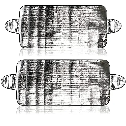 com-four® 2x Abdeckung für die Frontscheibe im Winter und Sommer, Auto Frostabdeckung für die Windschutzscheibe auch gegen UV-Strahlung, Sonne, Staub, Eis, Frost und Schnee