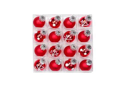 feiermeier Weihnachtsbaumkugel Weihnachtskugeln Merry Red, Ø 2 cm, 16 Stück, G
