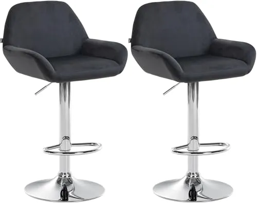 CLP Barhocker Braga 2er Set - Barmöbel: Höhenverstellbare und drehbare Barhocker mit elegantem Samtbezug und stabilem Metallgestell, perfekt für Küche und Bar.