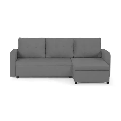 SENTO TRADE Ecksofa mit Schlaffunktion, Bettkasten, L-Form Eckcouch, Schlafsofa, Bonellfederkern, Berlin (Grau)
