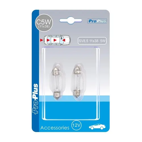 Autolampe 12V 5W SV8.5 11x38 2 Stück im Blister