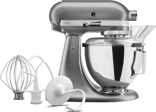 KitchenAid Küchenmaschine 5KSM95PSECU - Contour Silver - Küchenmaschine mit 4,3L rostfreier Stahlschüssel und kraftvollem 275 W Motor. Das einzigartige planetarische Rührsystem und die langlebige Metallkonstruktion garantieren herausragende Leistung und 30 Jahre Lebensdauer.