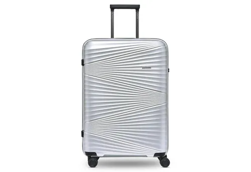Pactastic Hartschalen-Trolley Collection 02 - Hartschalenkoffer mit 4 Rollen, TSA-Schloss und 68 l Volumen, ideal für sicheres und komfortables Reisen in stilvollem silver metallic.