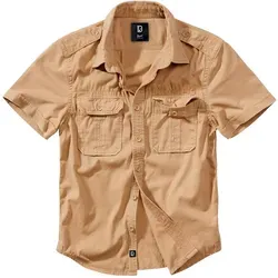 Brandit Vintage Shirt Short Sleeve 3XL - Camel - Herrenhemden mit zwei aufgesetzten Brusttaschen und Schulterklappen, im trendigen Vintage-Look mit Raw Edges.