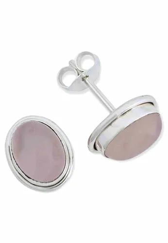Ohrstecker 925 Silber Rosenquarz rosa Stein Edelstein Ohrringe echt Silber Damen Sterling Silber Stecker Geschenk(MOS-047-07)