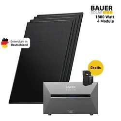 Balkonstrom Balkonkraftwerk 1800W mit Speicher, Anker 3 Pro - Balkonkraftwerk mit 1800 W, vier bifazialen Solarmodulen und Anker SOLIX Solarbank 3 E2700 Pro, ideal für effiziente Energiegewinnung und intelligente Steuerung per App.