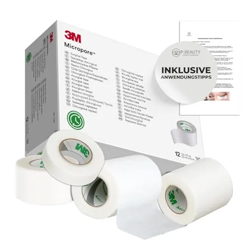 Micropore Vliespflaster Tape Weiß mit Anwendungstipps by P-Beauty für Wimpernverlängerung, Pflaster